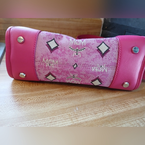 MCM Pink Denim EUC Tote W/Guitar Strap - Picture 8 of 8